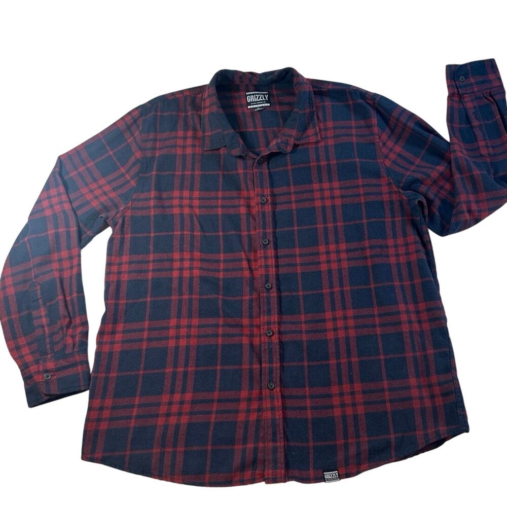 Grizzly geiptape red flannel long sleeve button up shirt size 2XL